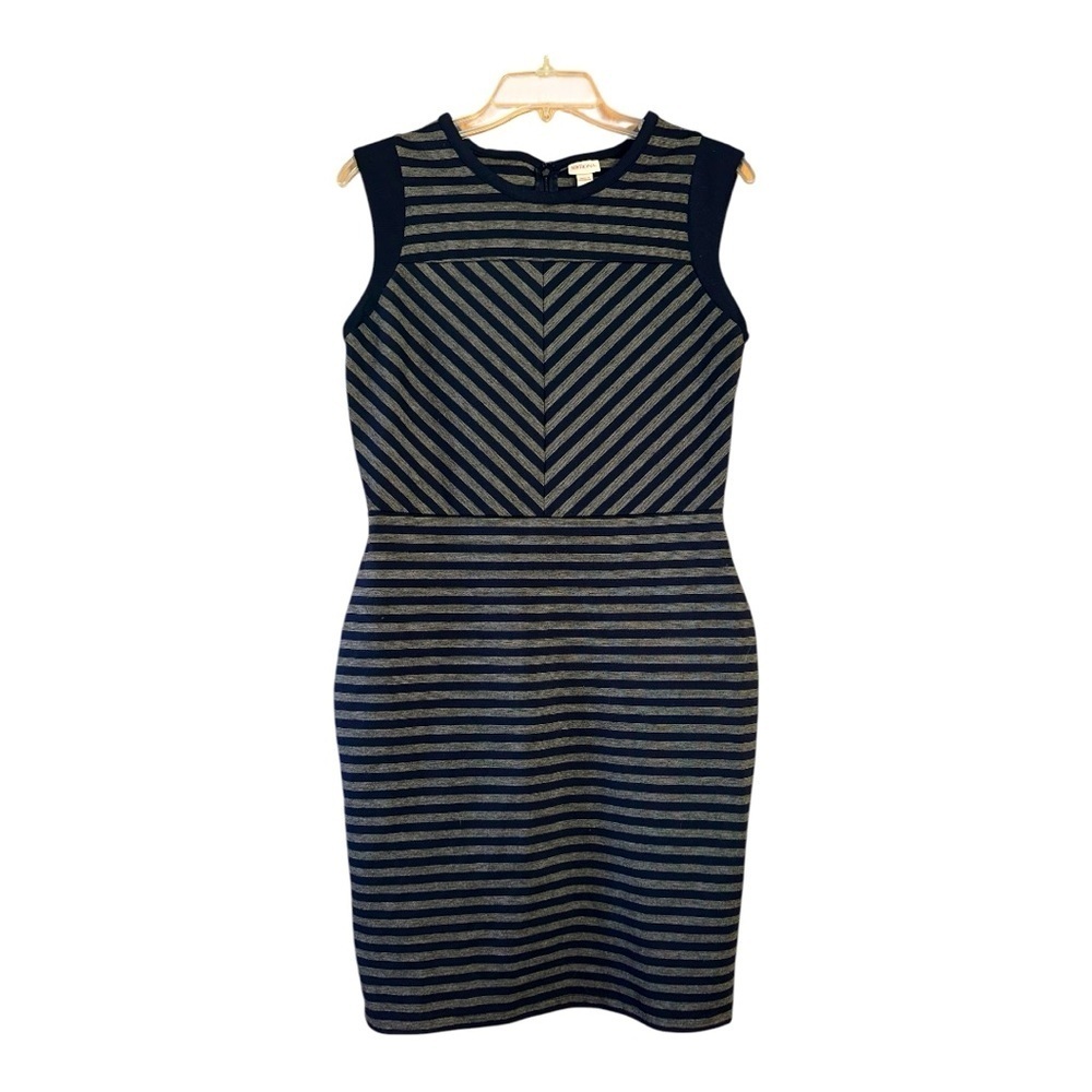 Merona Navy and Gray Striped Sleeveless Dress, Medium